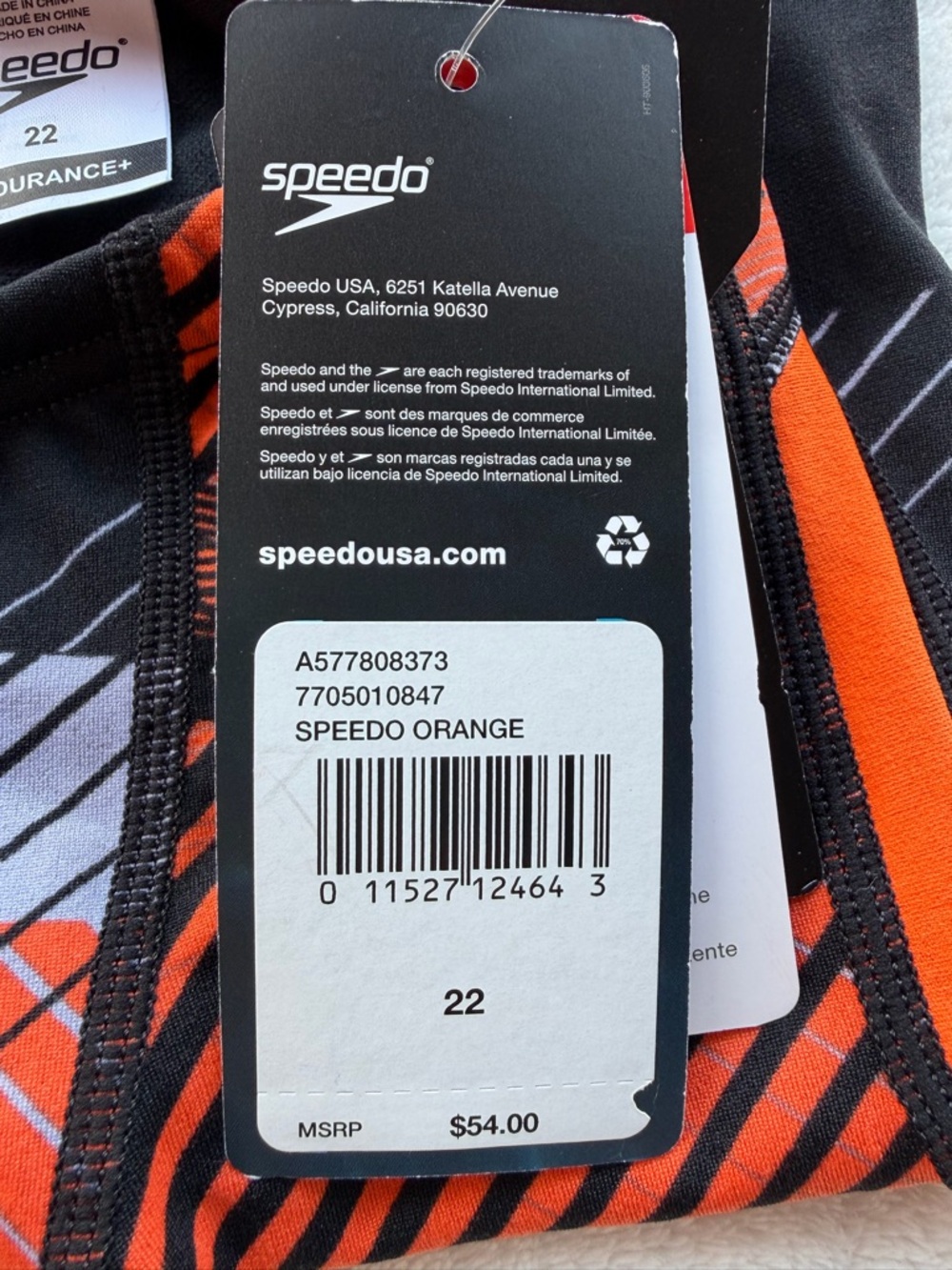 Speedo Orange and Black Graphic Jammer Swim Briefs Size 22 Boys 4/5 years old. - Picture 6 of 6